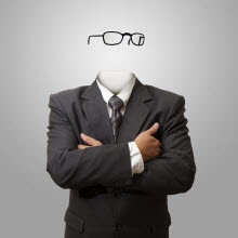 Executive with no face and glasses